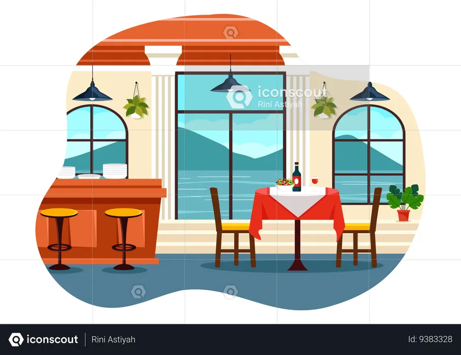 Greek Restaurant  Illustration