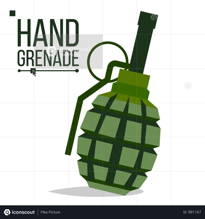 Green Classic Hand Grenade  Illustration