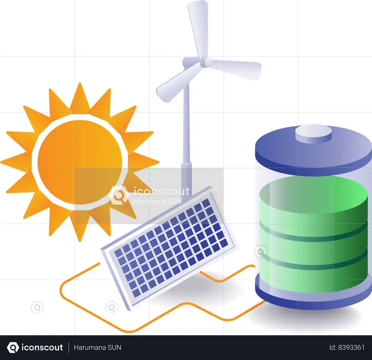 Green energy is used in producing electricity  Illustration