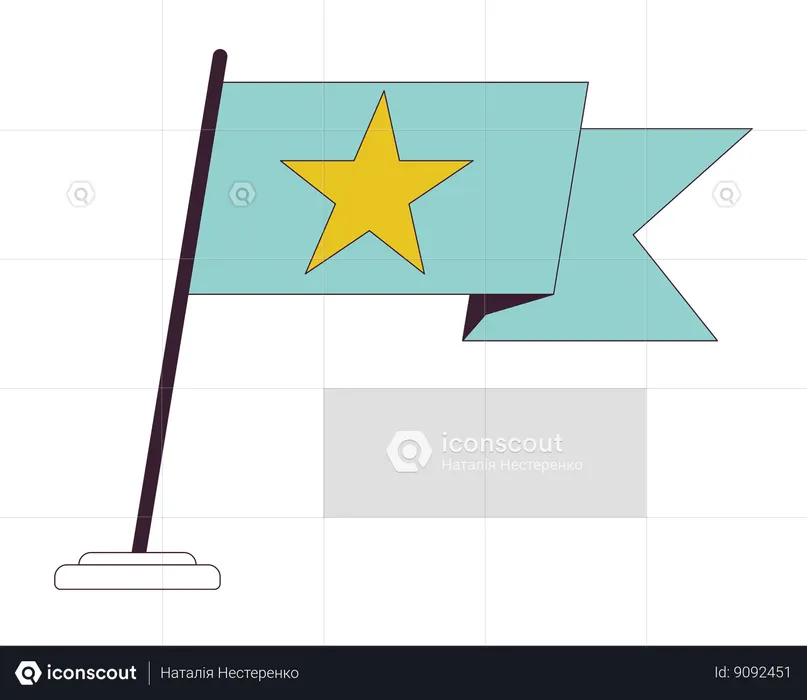 Green flag waving  Illustration