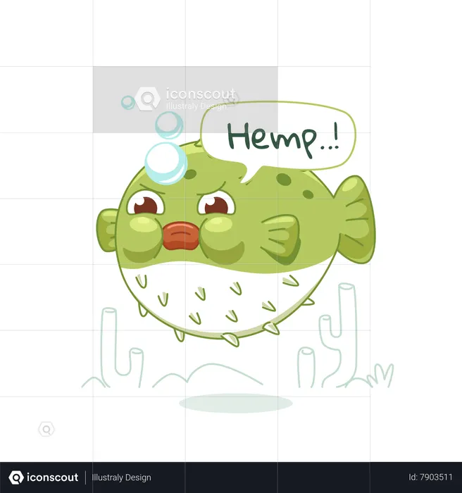 Green Puffer Fish  Illustration