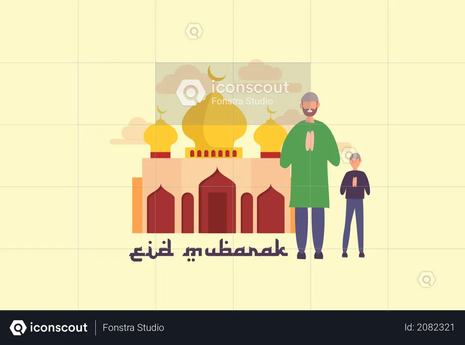 Greeting eid mubarak  Illustration