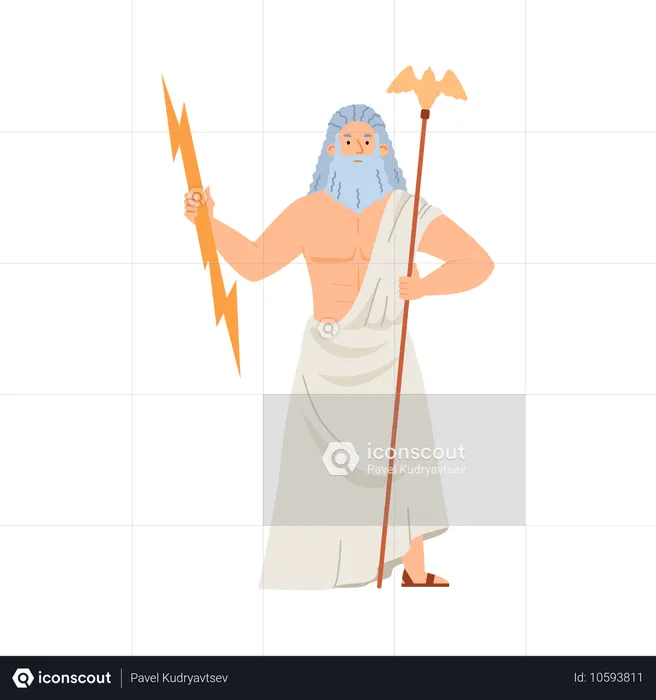 Griechischer Zeus, König der olympischen Götter und Himmelsgott  Illustration