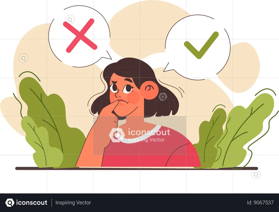 Gril confused for taking decision  Illustration