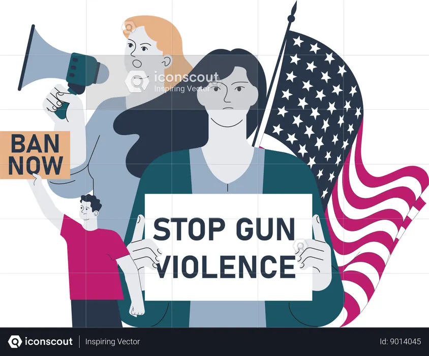 Gril holdingStop gun violence banner  Illustration