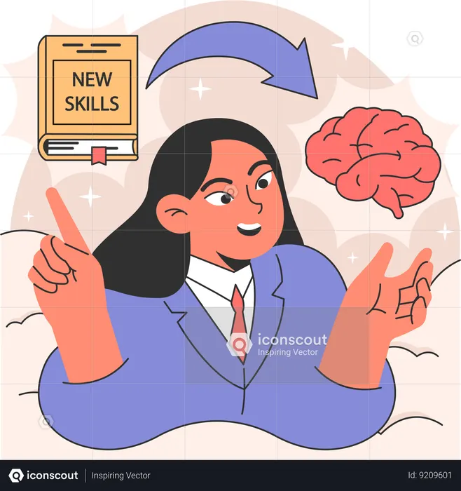 Gril taking continuing education for learning new skill  Illustration