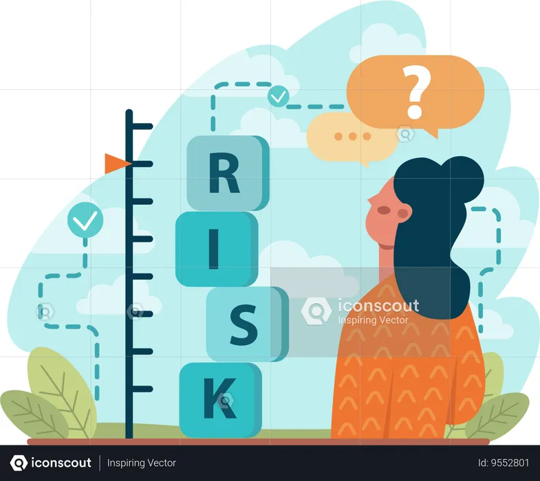 Gril thinking about risk  Illustration