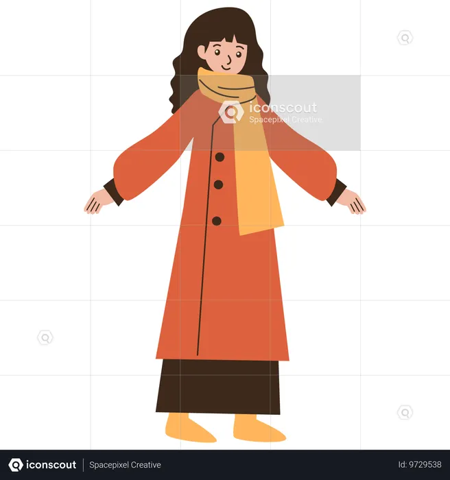 Gril wearing winter clothes while going outdoor  Illustration