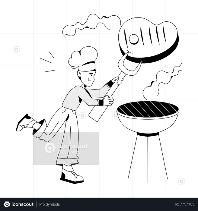 Grilling Steak  Illustration