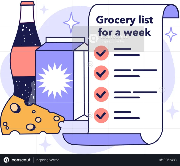 Grocery list for week  Illustration