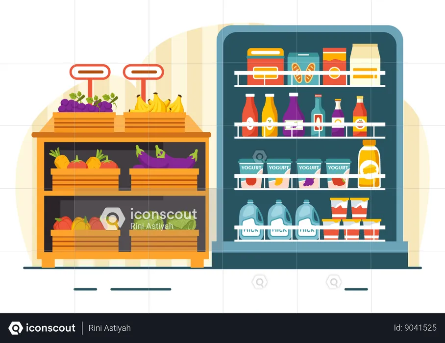 Grocery Shelf  Illustration