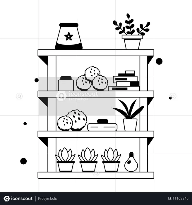 食料品棚  イラスト