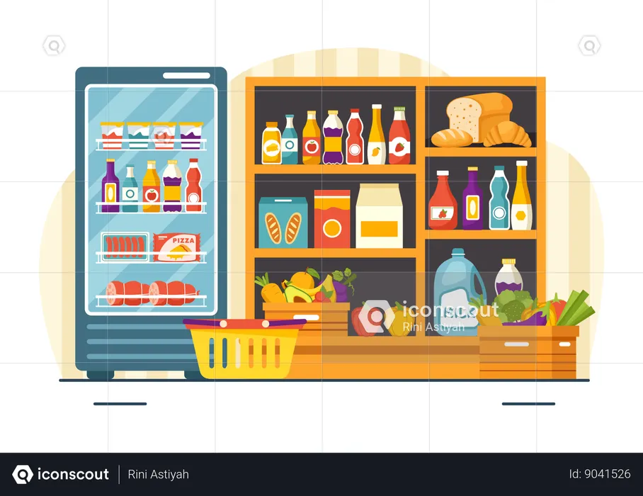 Grocery shop Shelf  Illustration