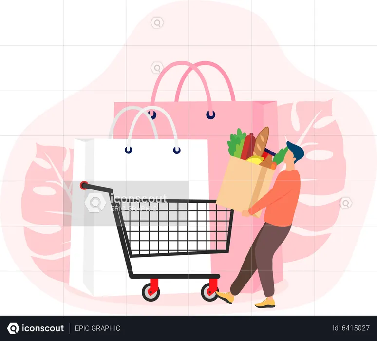 Grocery shopping  Illustration