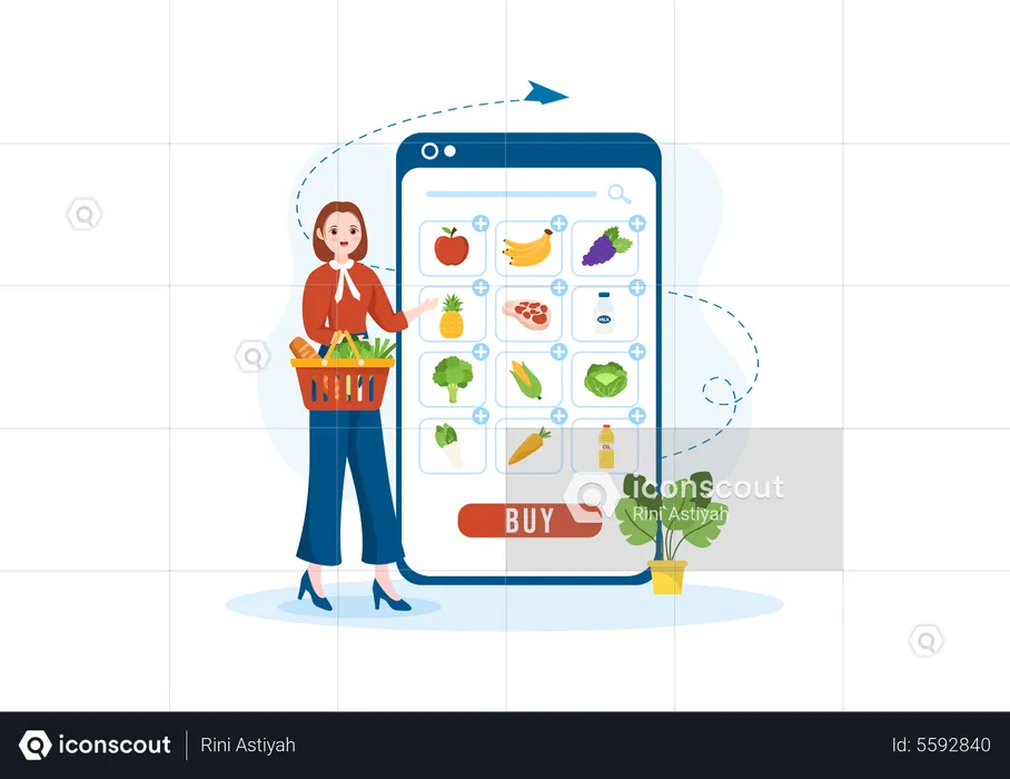 Grocery shopping app  Illustration