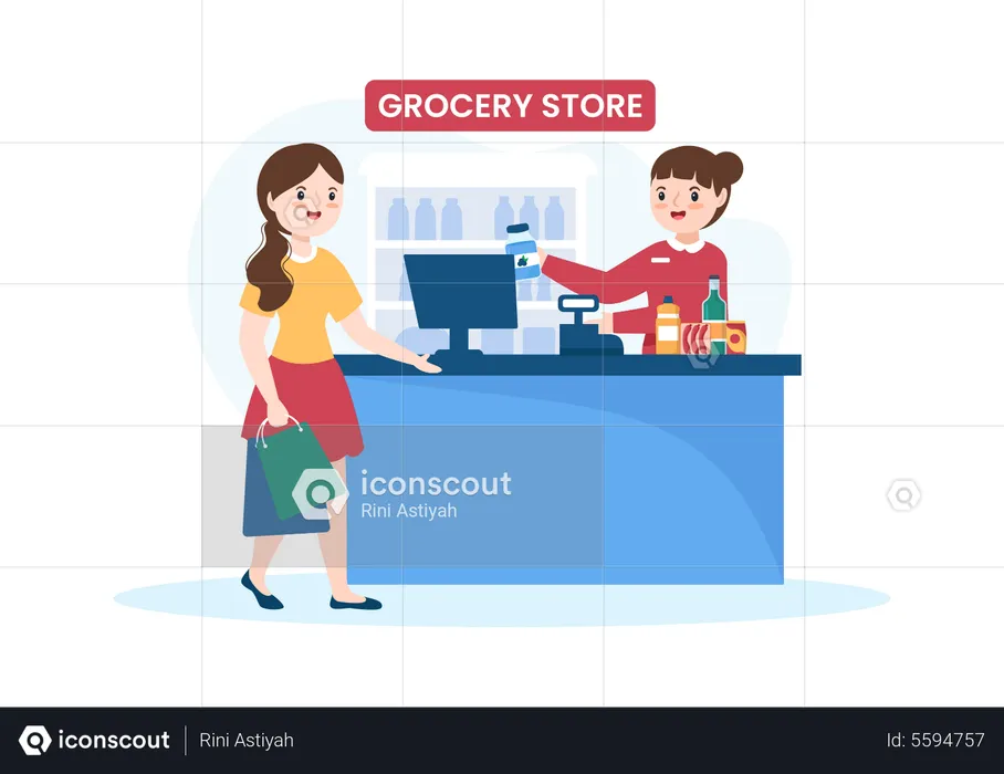 Grocery shopping  Illustration