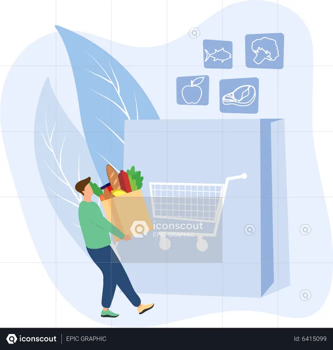 Grocery shopping  Illustration