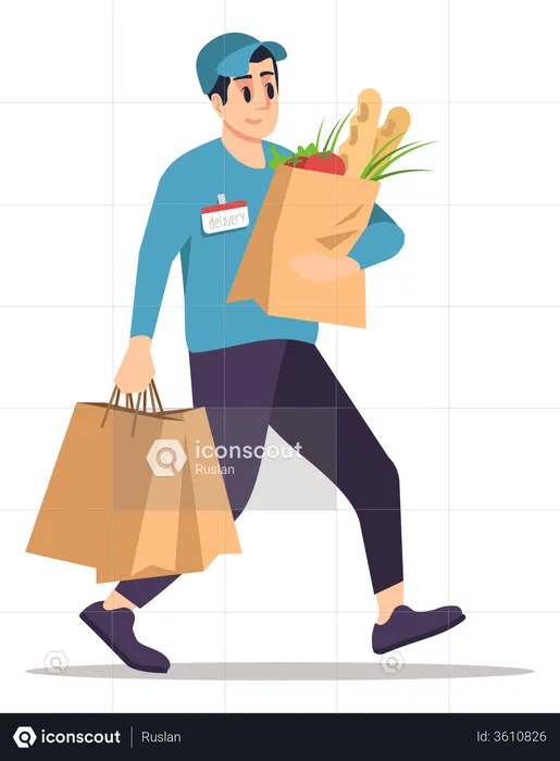 Grocery Store Delivery Guy  Illustration