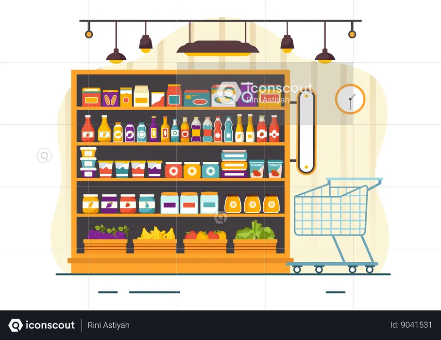 Grocery Store Shelf  Illustration