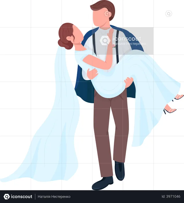 Groom carrying bride  Illustration