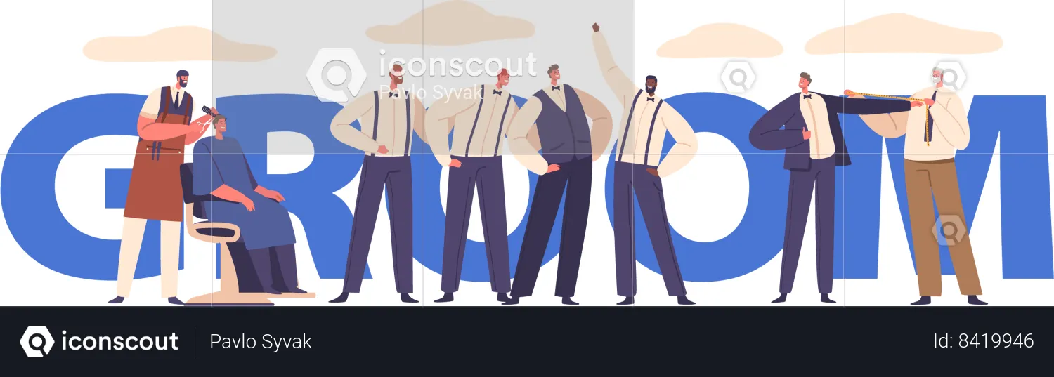Groom Prepare For Marriage  Illustration