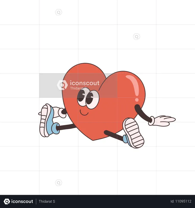 Groovy Heart Character relaxing  Illustration