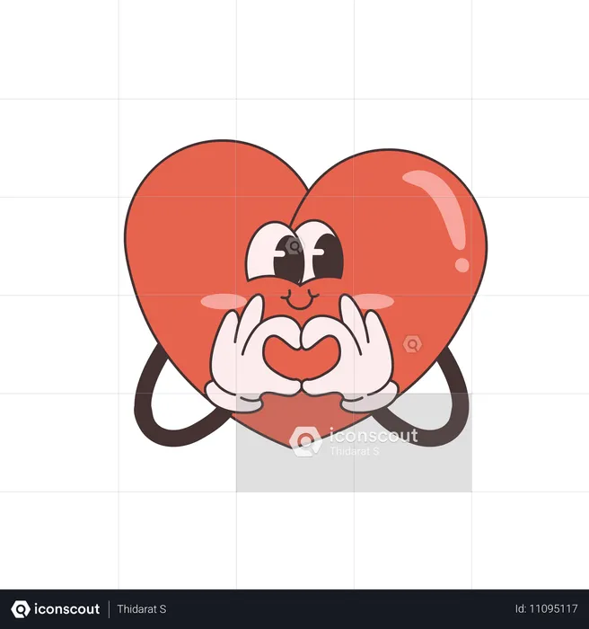 Groovy Heart showing heart gesture  Illustration