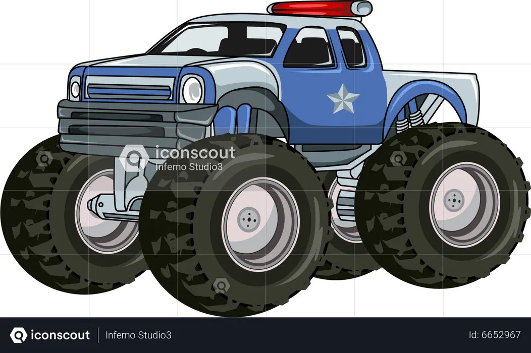 Gros camion de police  Illustration