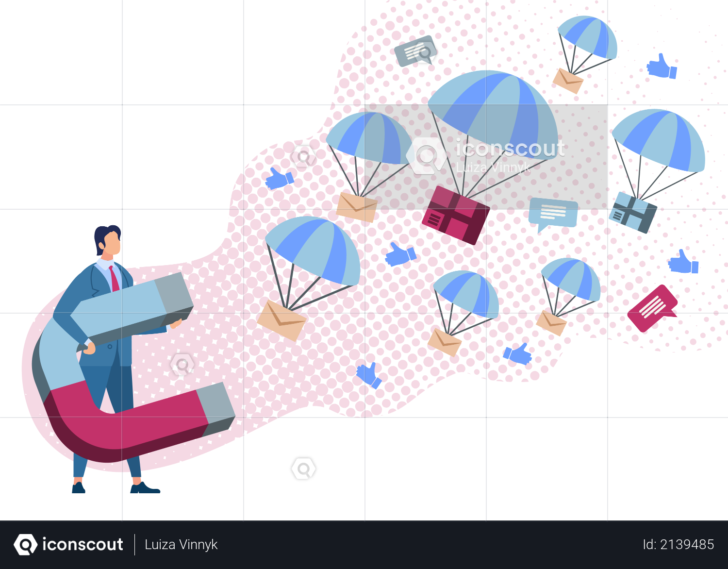 Group Mailing, Attracting New Clients with Magnetic Marketing Strategy Illustration