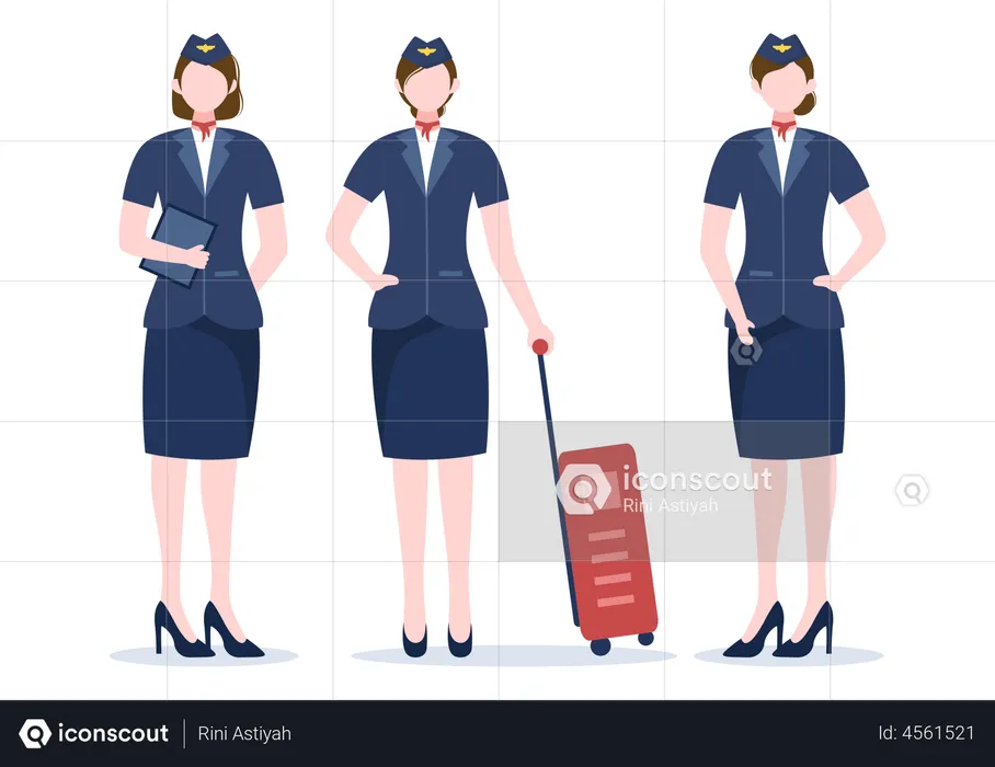 Group of Air Hostess  Illustration