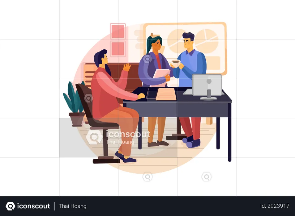 Group of business people working on business startup together  Illustration