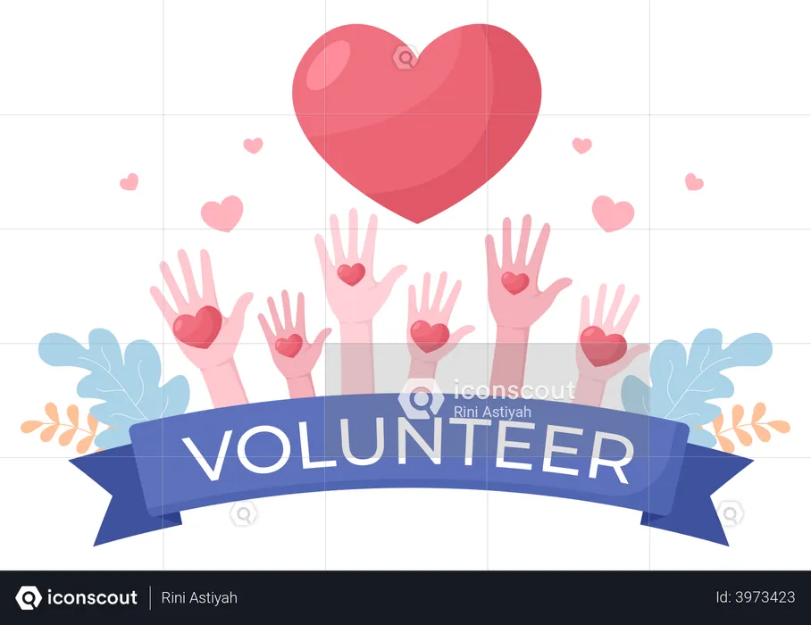 Group of charity volunteers  Illustration