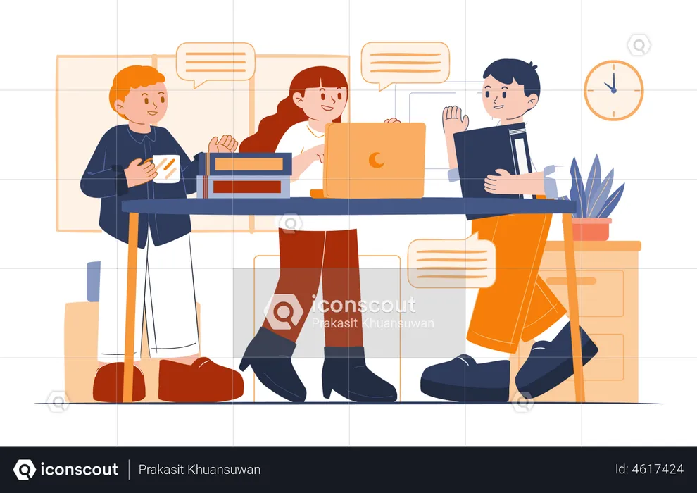 Group of creative freelancer working at office  Illustration