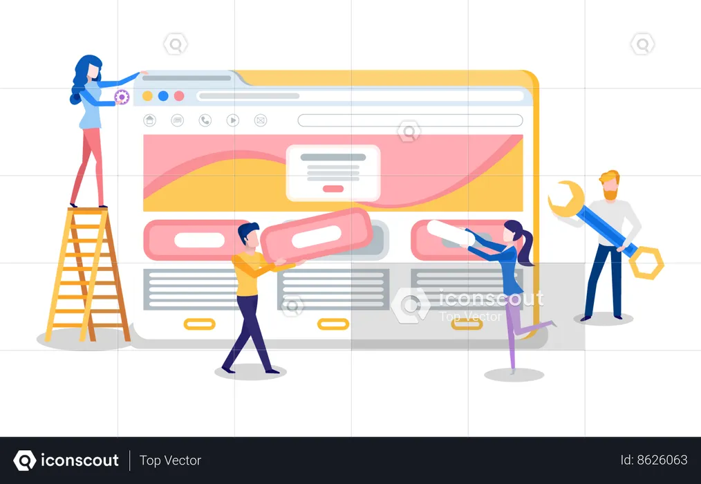 Group of developer working on website  Illustration