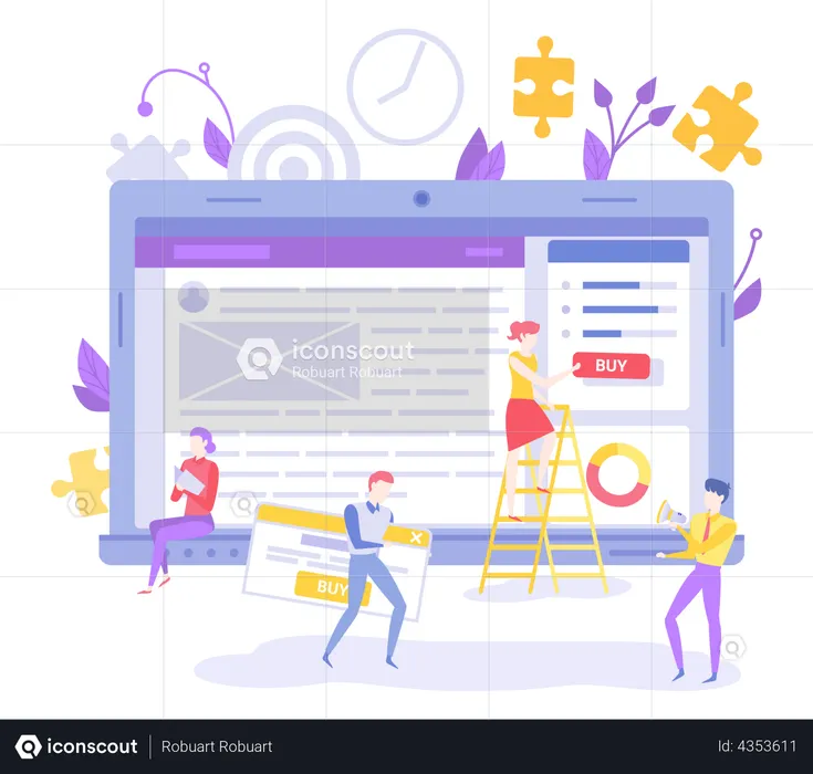 Group of developers working on web development  Illustration