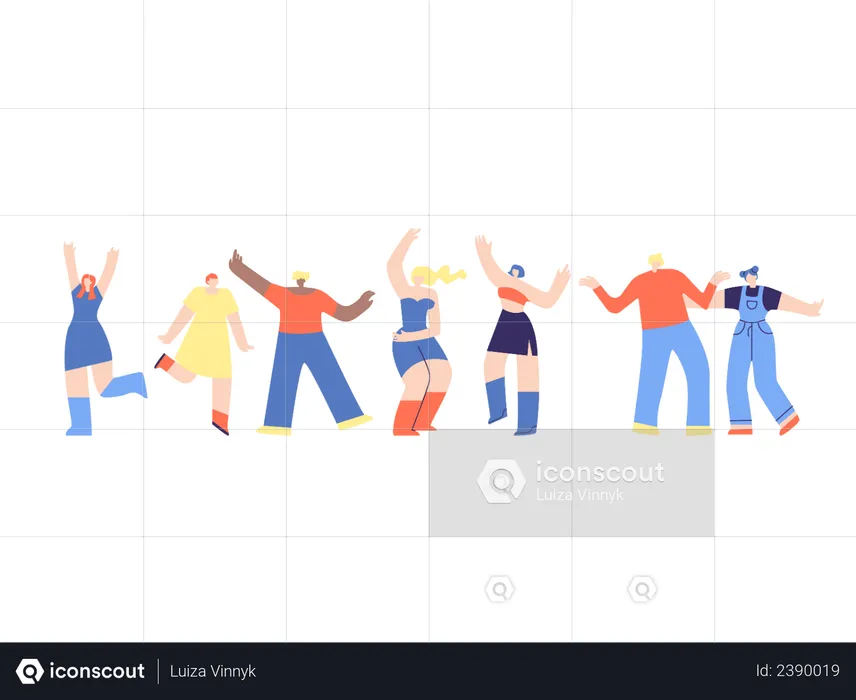 Group of friends dancing  Illustration