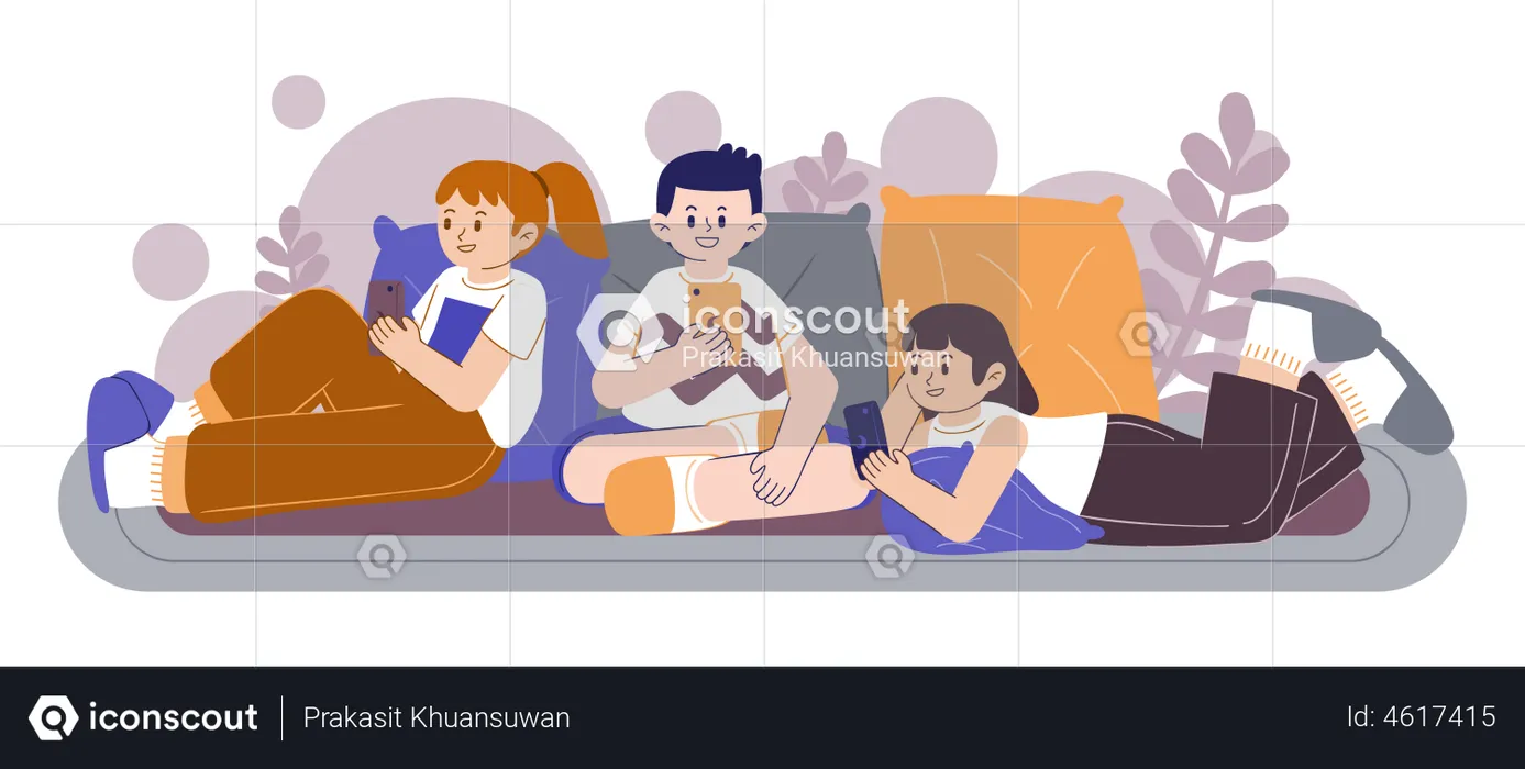 Group of friends spending time together  Illustration