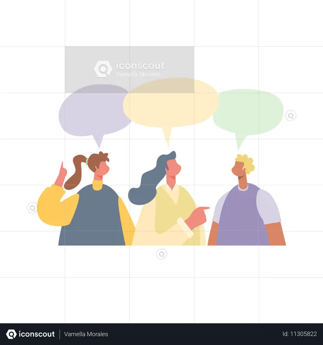 Group of friends talking to each other  Illustration