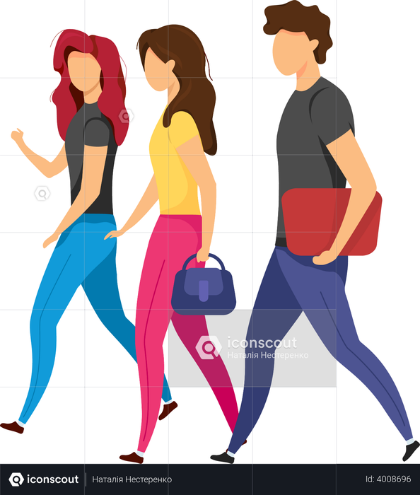 Group of friends walking Illustration