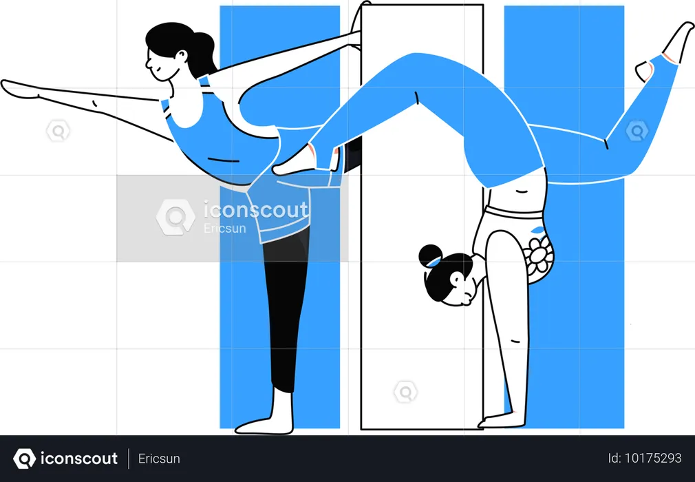 Group of girls doing yoga  Illustration