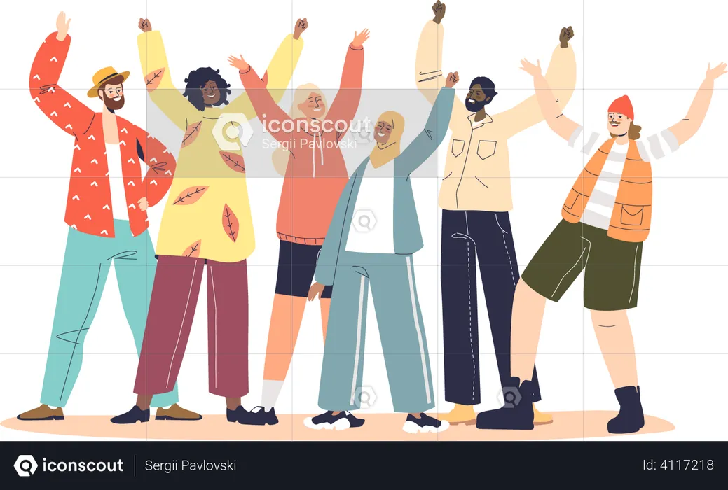 Group of happy people  Illustration