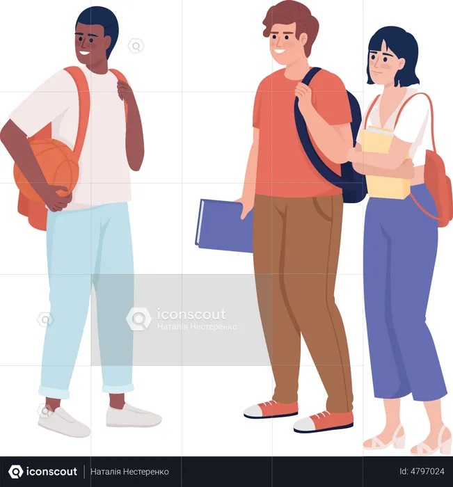 Group of high school students  Illustration