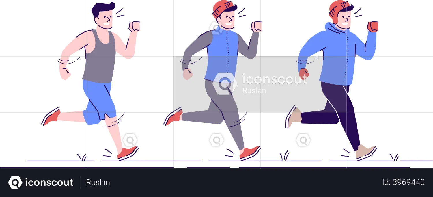 Group of man doing morning jogging  Illustration