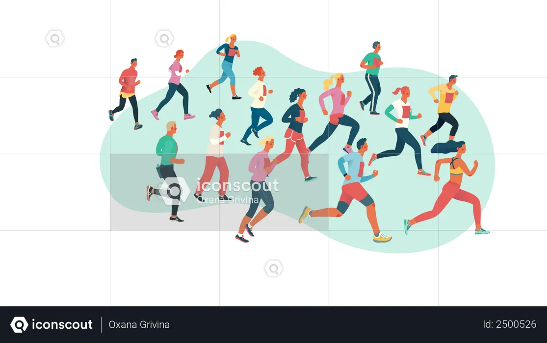 Group of Marathon runners  Illustration