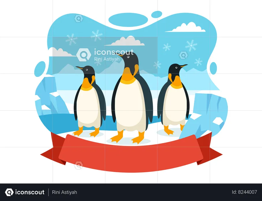 Group of penguin standing together  Illustration