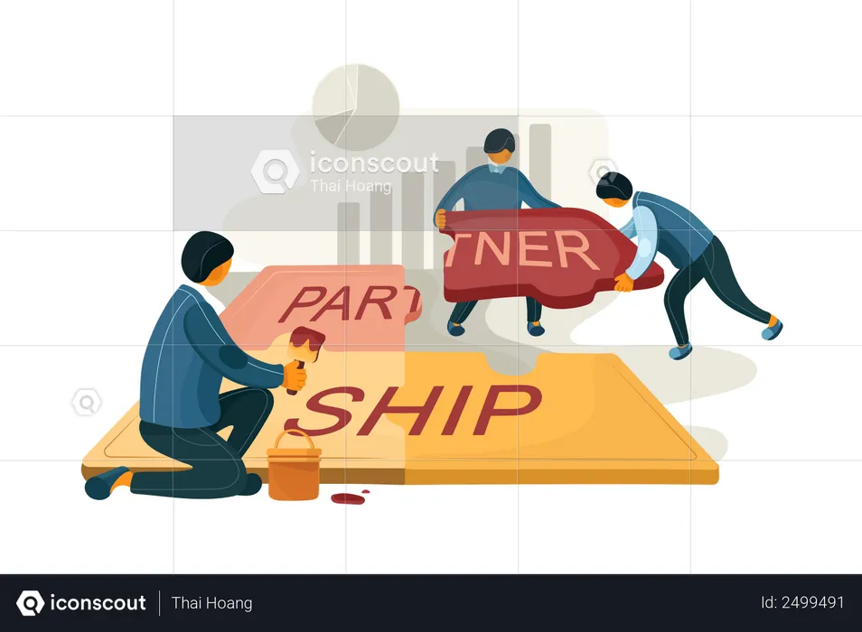 Group of people doing partnership in business  Illustration