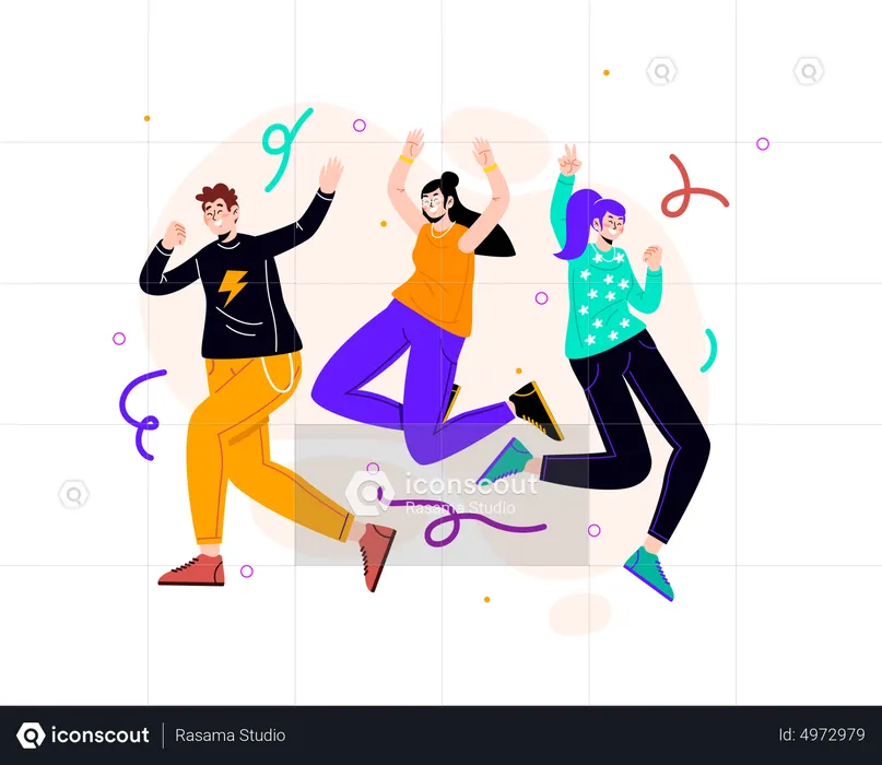Group of people jumping  Illustration