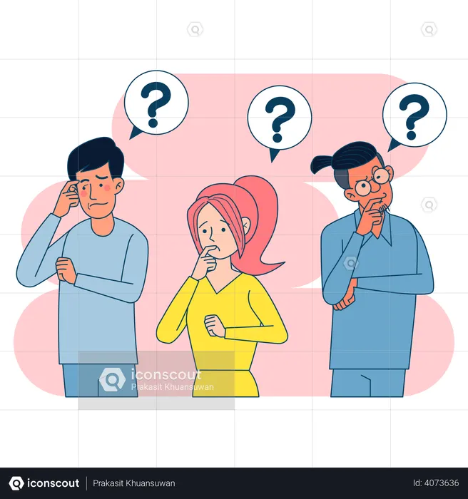 Group of people trying to figure out solution of problem  Illustration