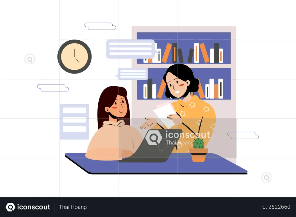 Group of people working on business plan in the office  Illustration