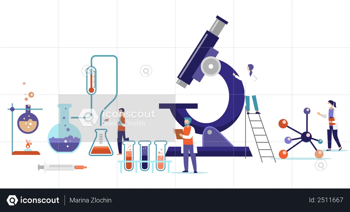 Group of scientists working in laboratory  Illustration